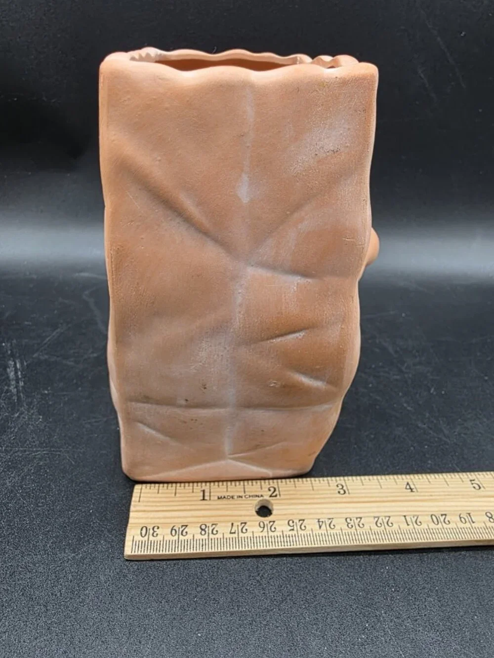 Russ Jack-O-Lantern Terracotta Paper Bag Pumpkin Candleholder Pair Halloween Vtg